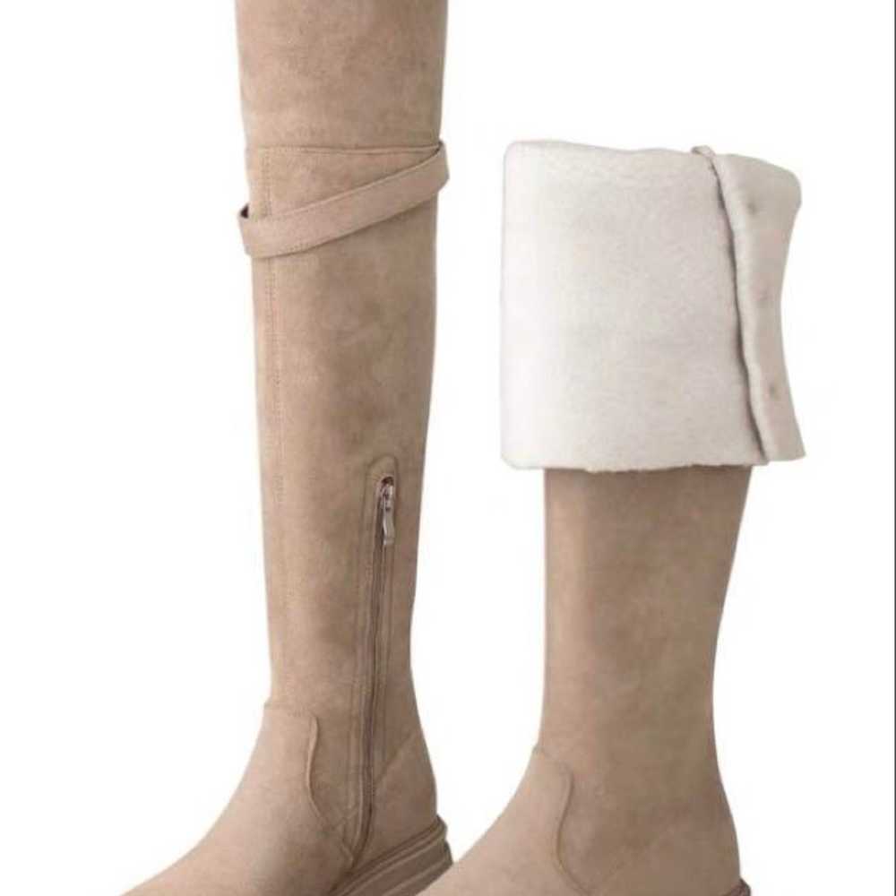 Beige suede long boots - image 1