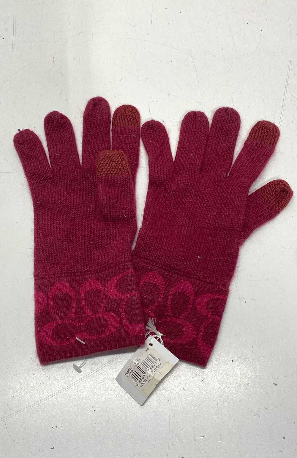 COACH Tech Logo Signature Knit Gloves Size S - image 2