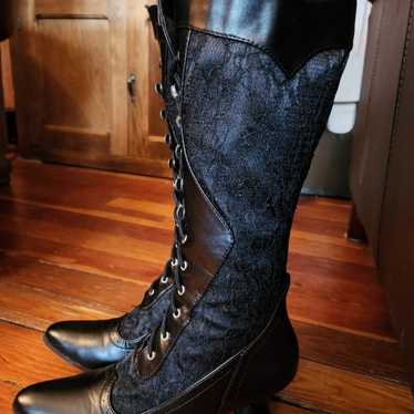 Womens lace-up vintage victorian lace style boots