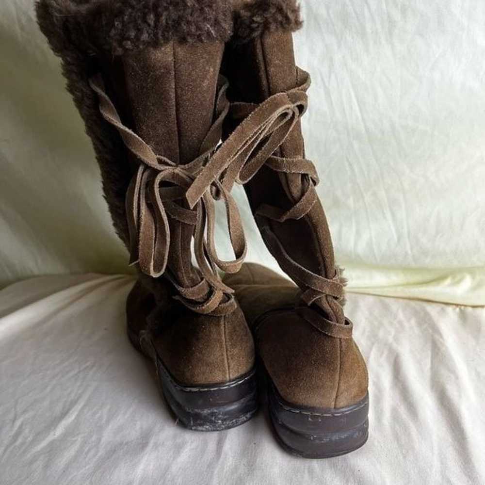 Sofft Suede Leather Winter Boots Faux Fur Trim Mi… - image 3