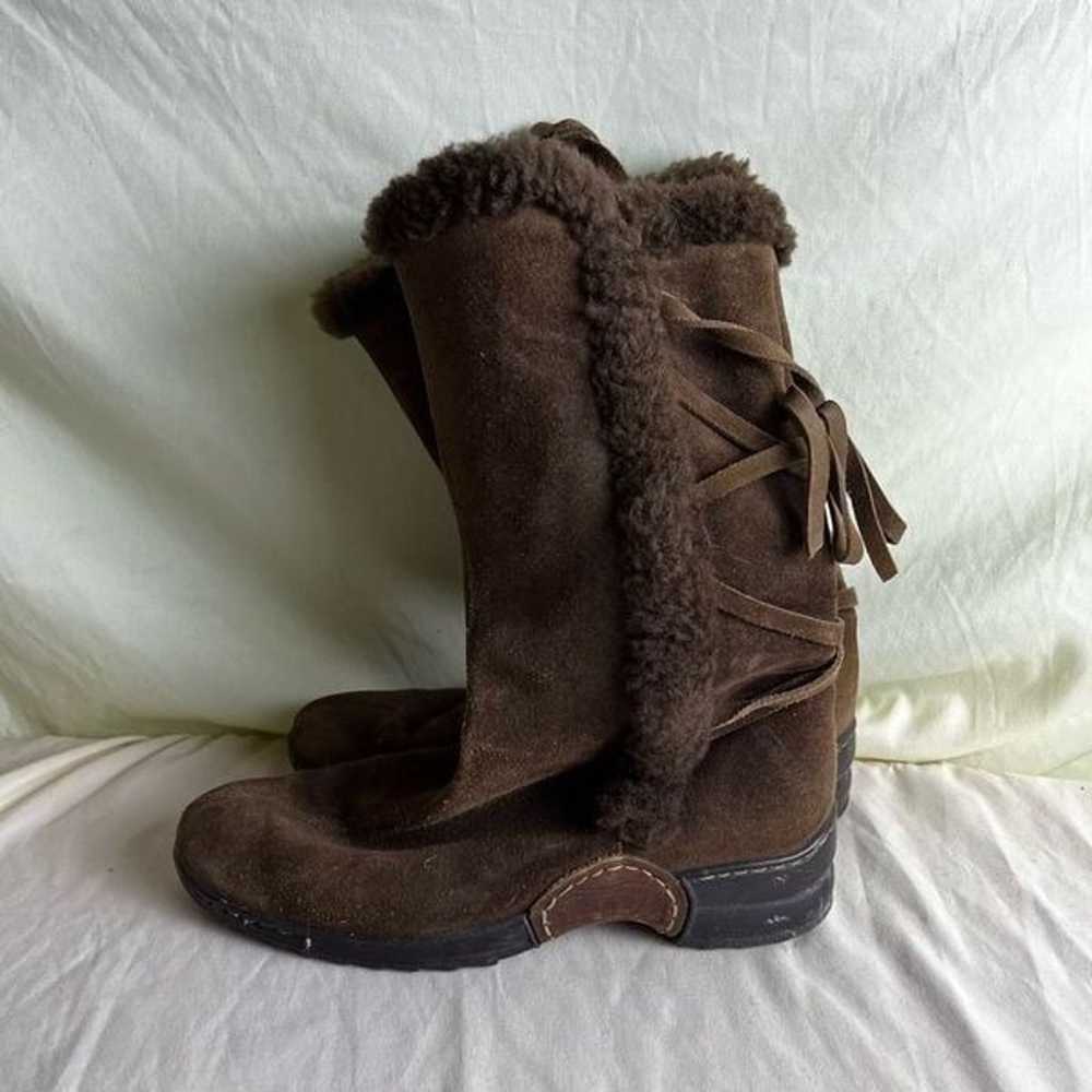 Sofft Suede Leather Winter Boots Faux Fur Trim Mi… - image 6