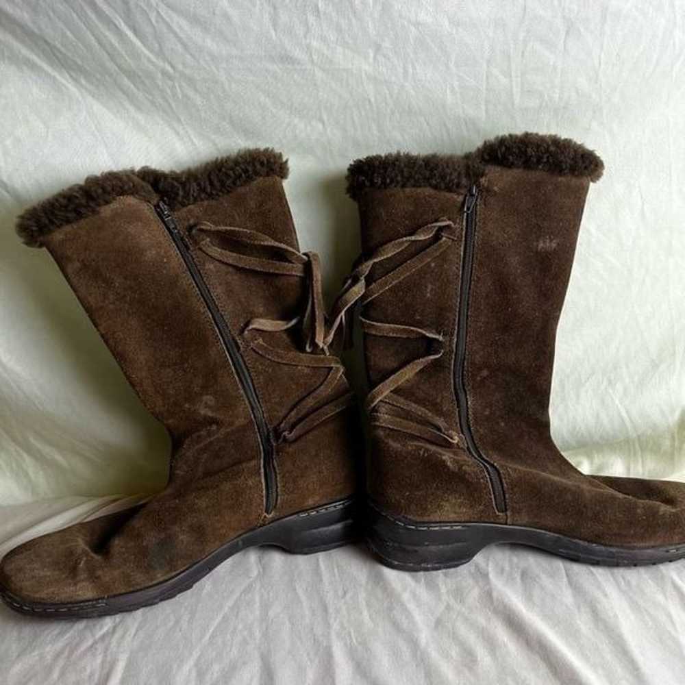 Sofft Suede Leather Winter Boots Faux Fur Trim Mi… - image 7