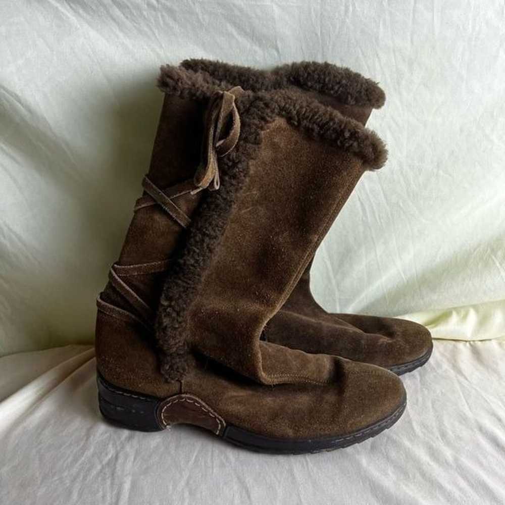 Sofft Suede Leather Winter Boots Faux Fur Trim Mi… - image 8