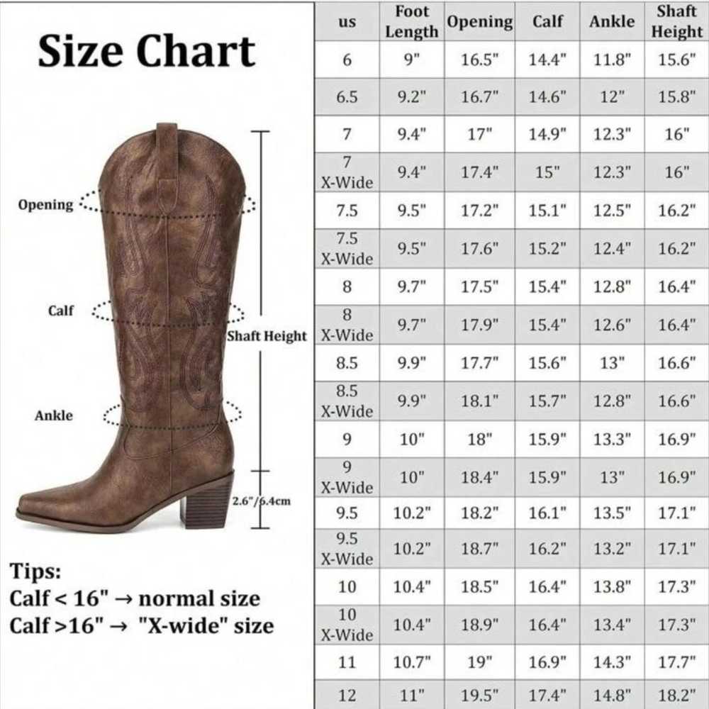 Pasuot Cowboy Boots Women Brown Knee High Cowgirl… - image 11