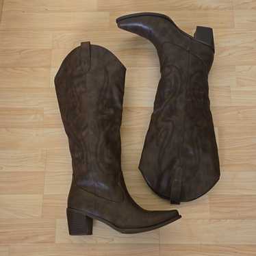 Pasuot Cowboy Boots Women Brown Knee High Cowgirl… - image 1