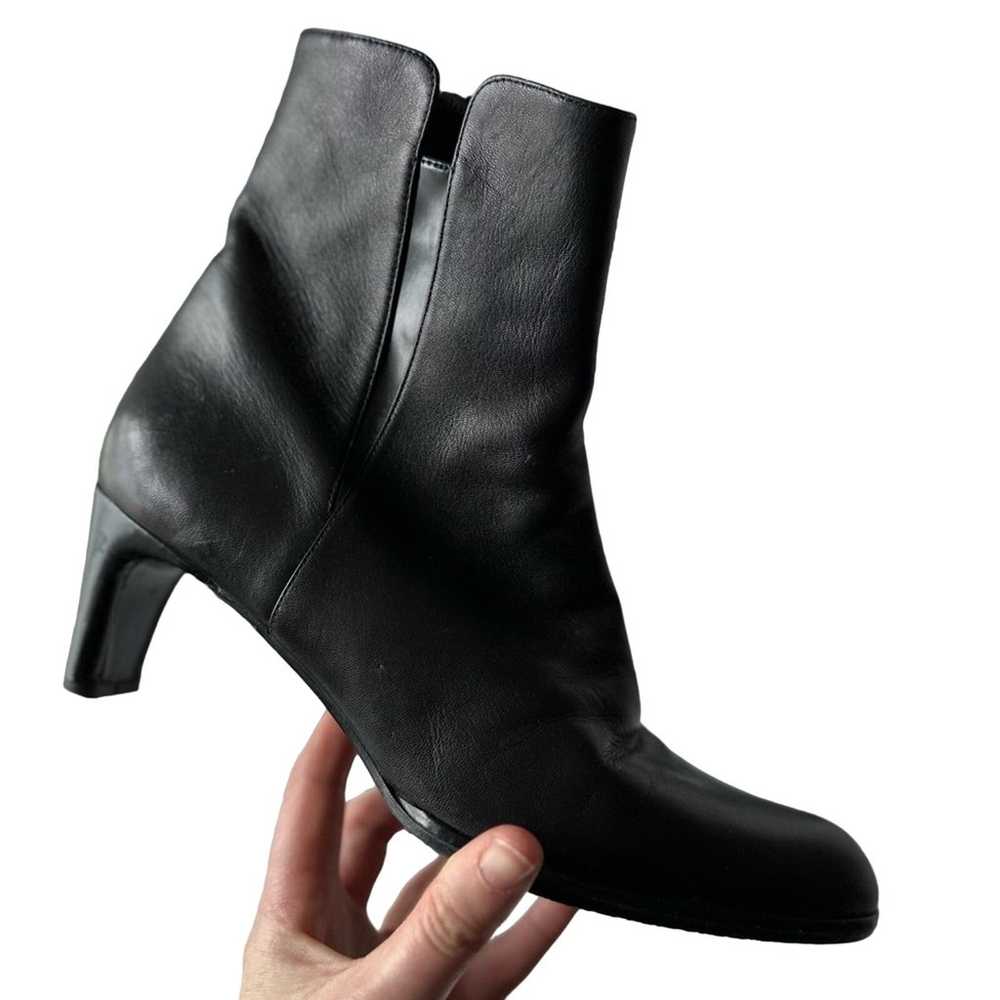 Stuart Weitzman Black Ankle Bootie Leather Zip Y2K - image 2