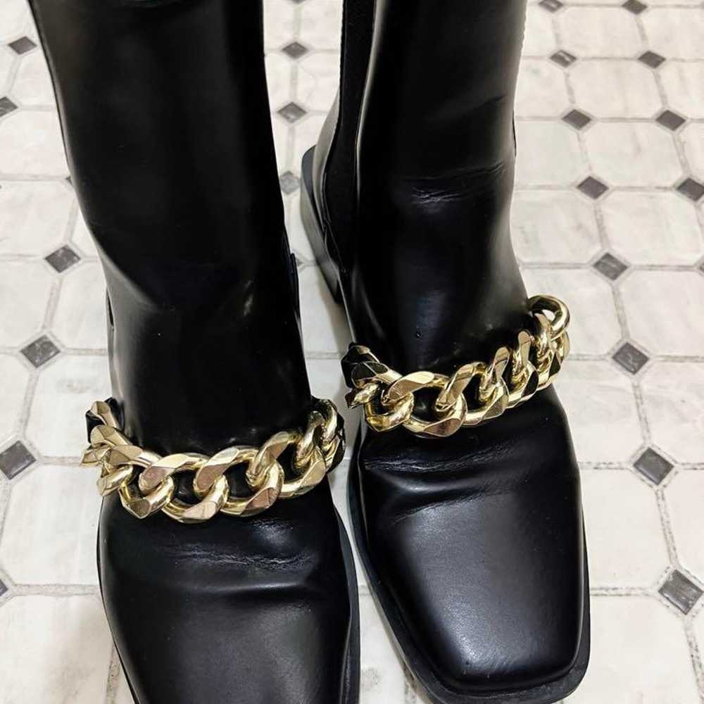 ZARA Zara black leather side gore boots with chain - image 1