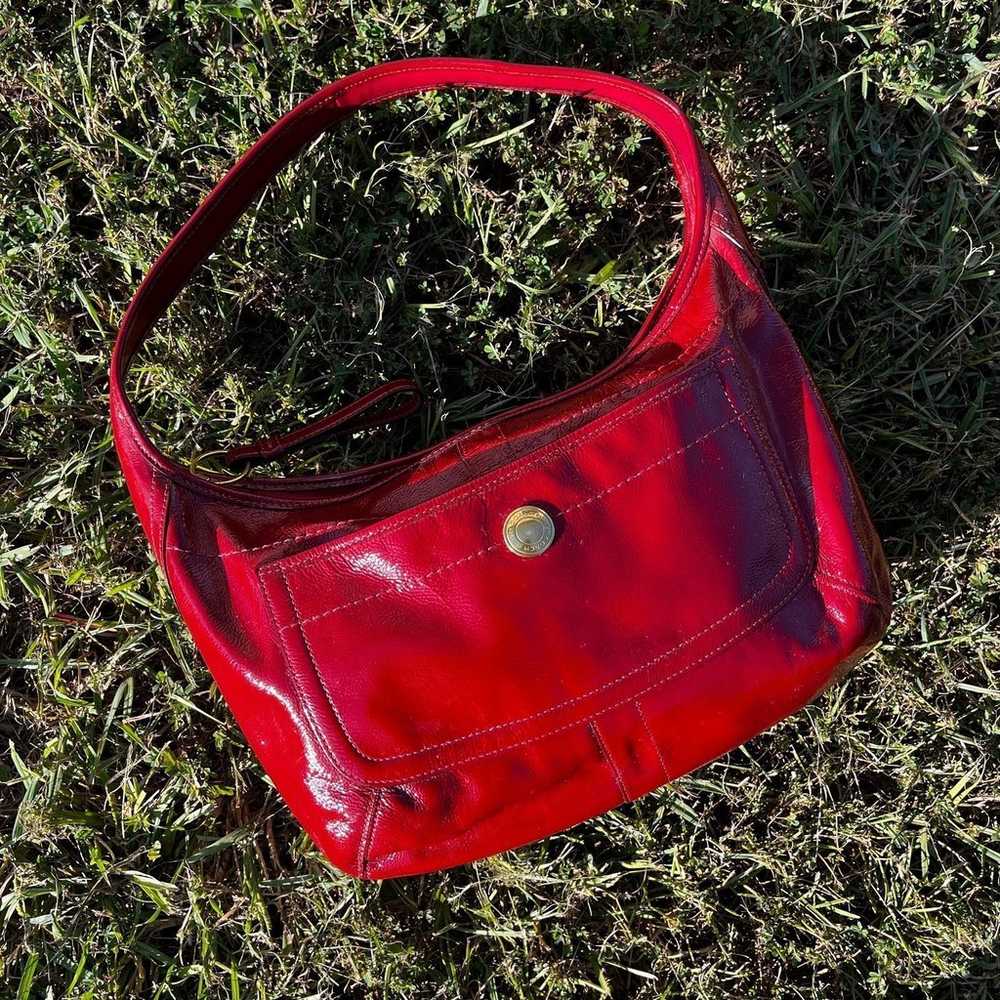 Coach Red Patent Leather Hobo Shoulder Bag - image 1