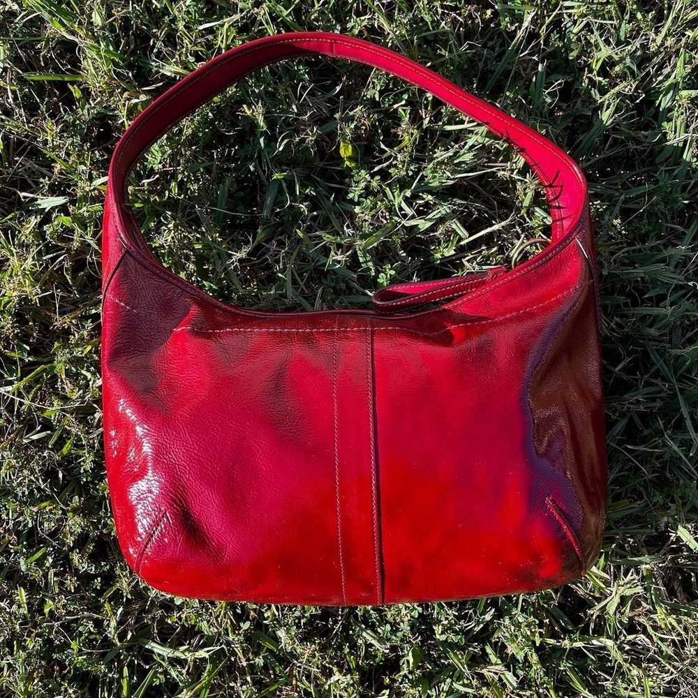 Coach Red Patent Leather Hobo Shoulder Bag - image 2