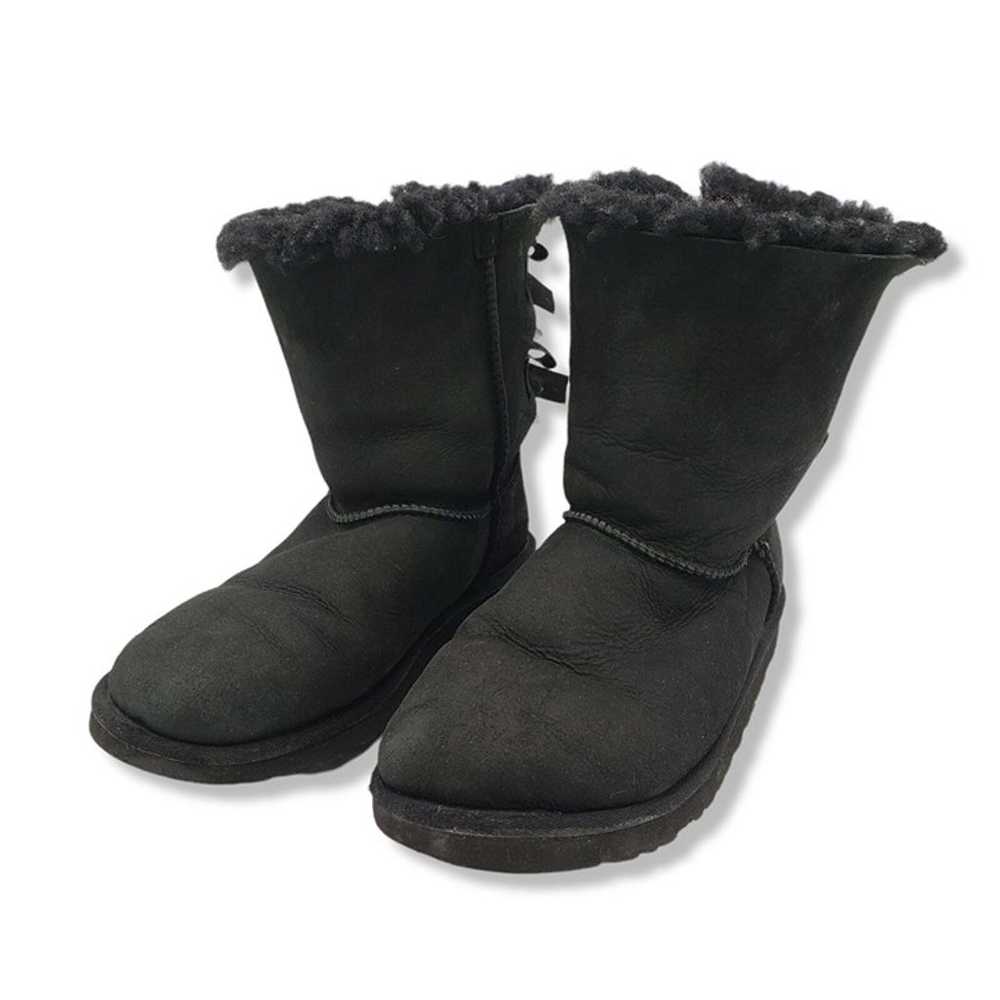 UGG Bailey Bow II Boots Womens 6 Black Sheepskin - image 4