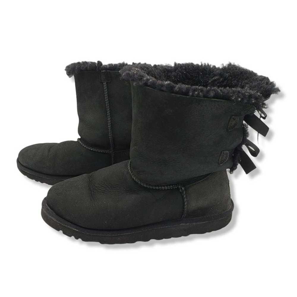 UGG Bailey Bow II Boots Womens 6 Black Sheepskin - image 5