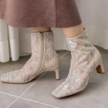 Randa Flower Embroidery Lace Boots - image 1