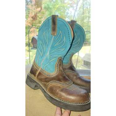 Womens Ariat Size 8B (Eight) Teal Blue & Brown Fl… - image 1