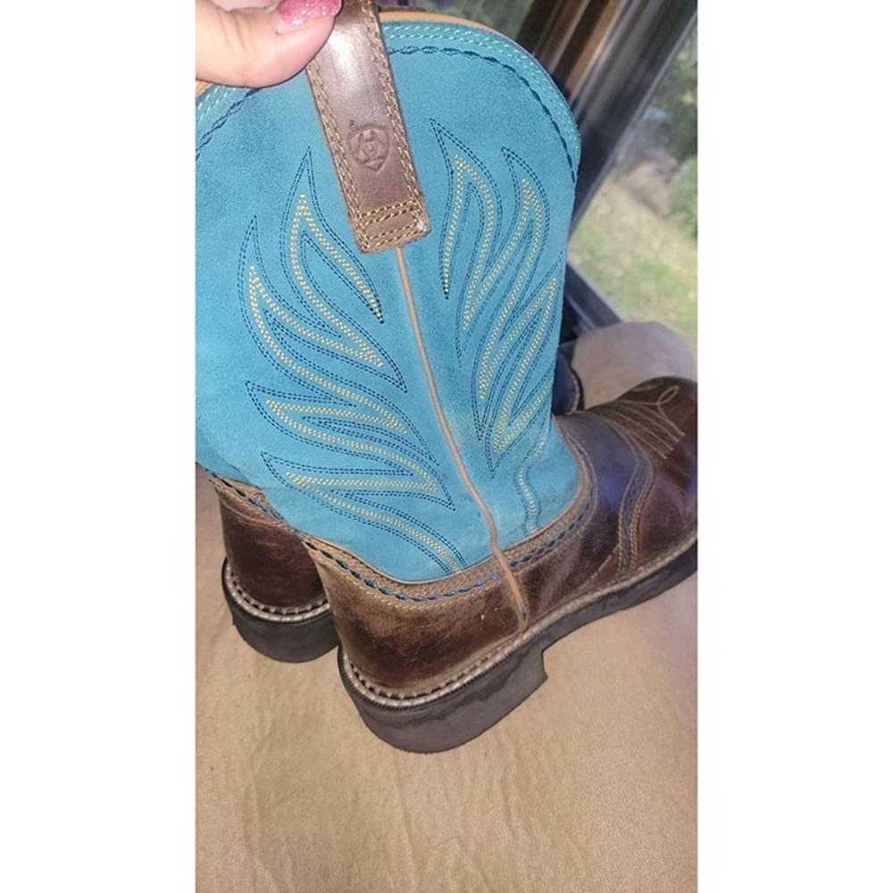 Womens Ariat Size 8B (Eight) Teal Blue & Brown Fl… - image 3