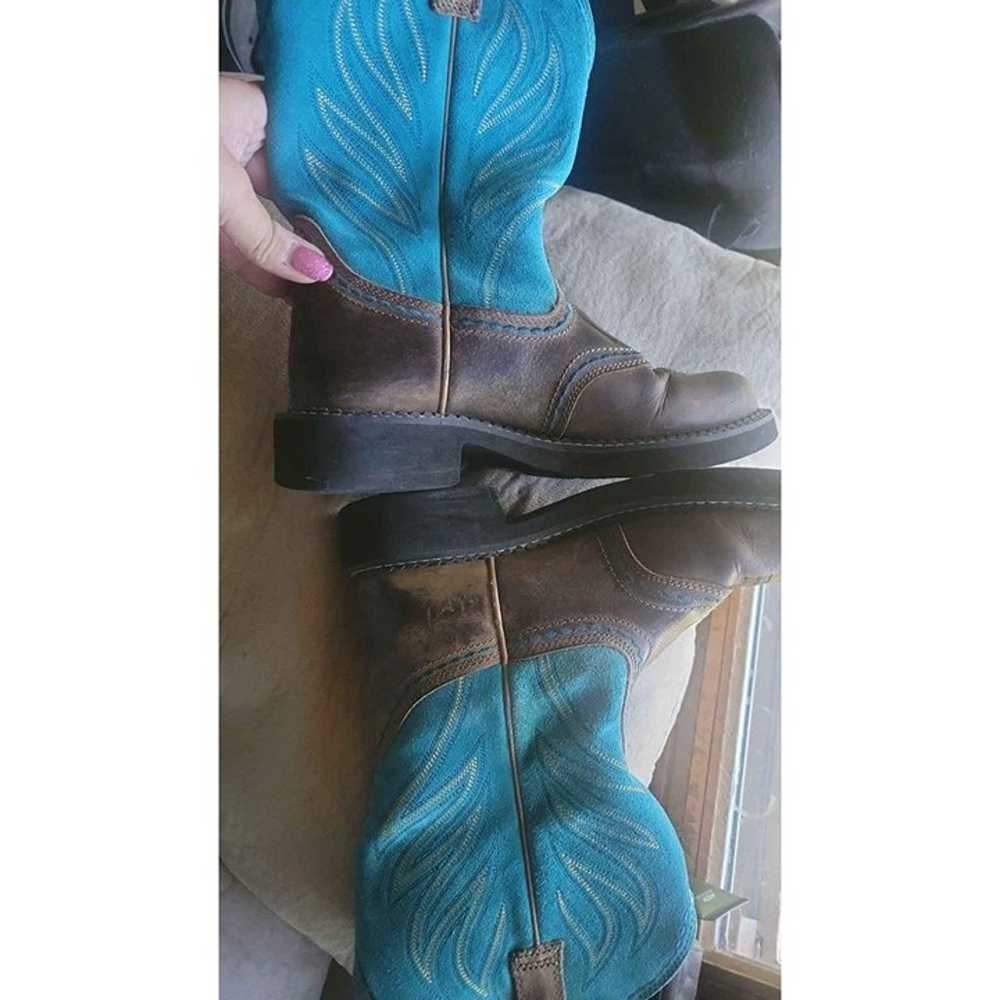 Womens Ariat Size 8B (Eight) Teal Blue & Brown Fl… - image 4