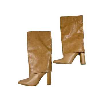 PrettyLittleThing- Fold Over Knee Boots in Tan - image 1