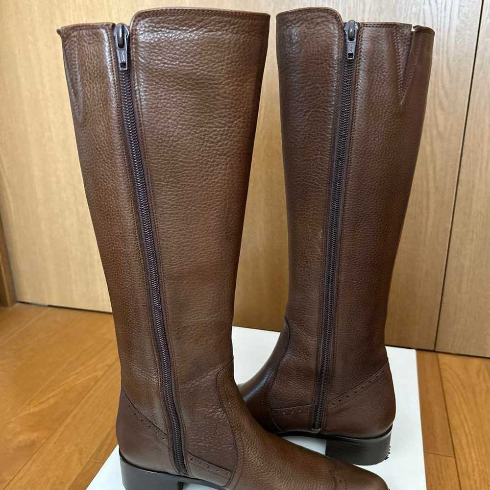 Brown leather long boots - image 8