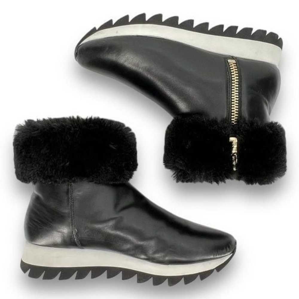 DKNY Al Fur Cuffed Black Vegan Leather Sporty Wed… - image 6