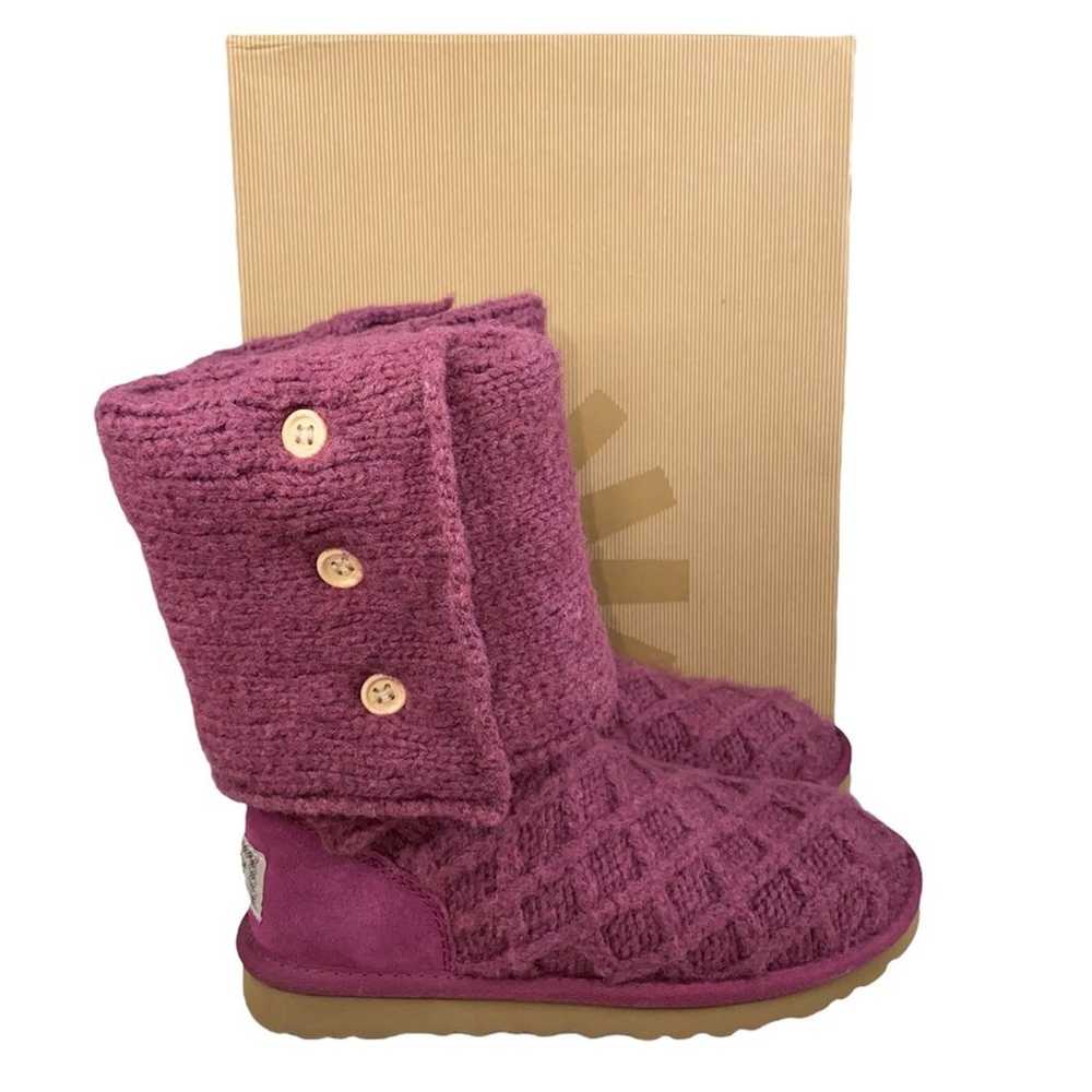 UGG Women’s Cardy Lattice Knit Tall Purple Pull O… - image 1