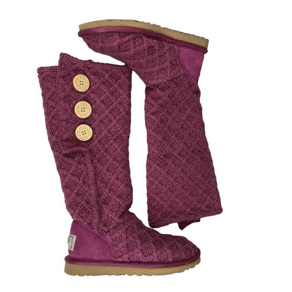 UGG Women’s Cardy Lattice Knit Tall Purple Pull O… - image 8