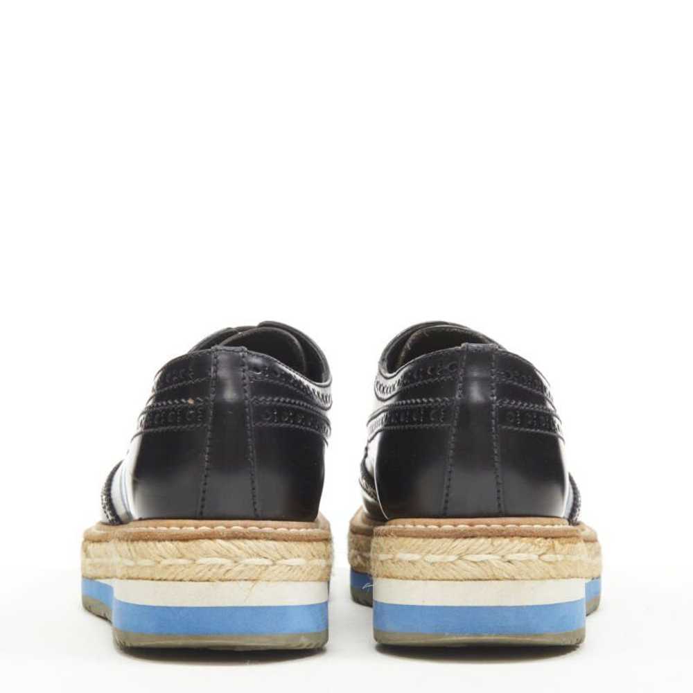 Prada PRADA black perforated leather jute espadri… - image 5