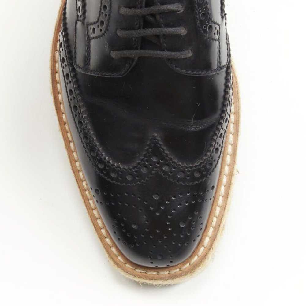 Prada PRADA black perforated leather jute espadri… - image 6