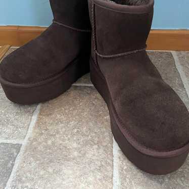 UGG sheepskin boots, brown, thick sole - image 1