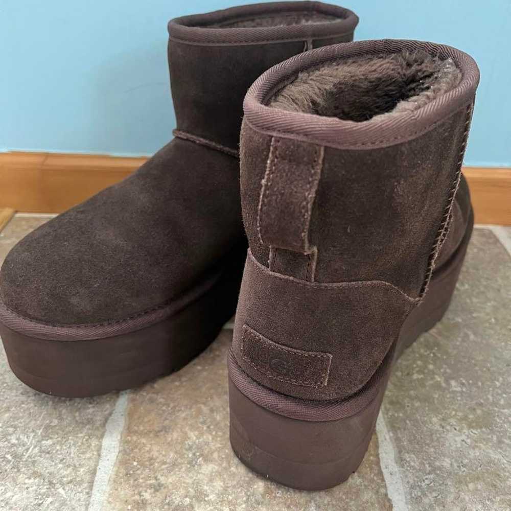 UGG sheepskin boots, brown, thick sole - image 2