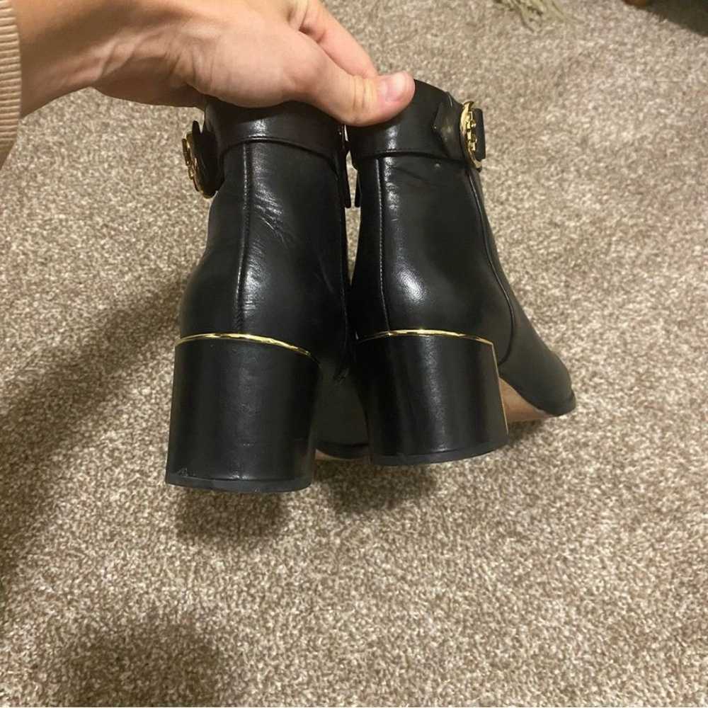 Tory Burch Black Leather Ankle Boots with Gold Ac… - image 3