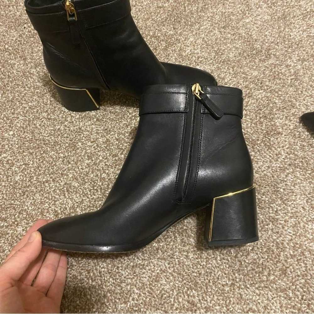 Tory Burch Black Leather Ankle Boots with Gold Ac… - image 4