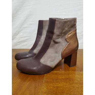 CHIE MIHARA Brown Suede Copper Leather Ankle Boot… - image 1