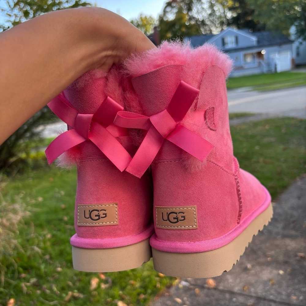 UGG Mini Pink Bailey Bows In Size 8 - image 1