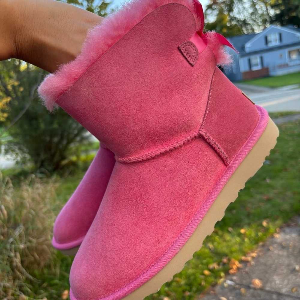 UGG Mini Pink Bailey Bows In Size 8 - image 3