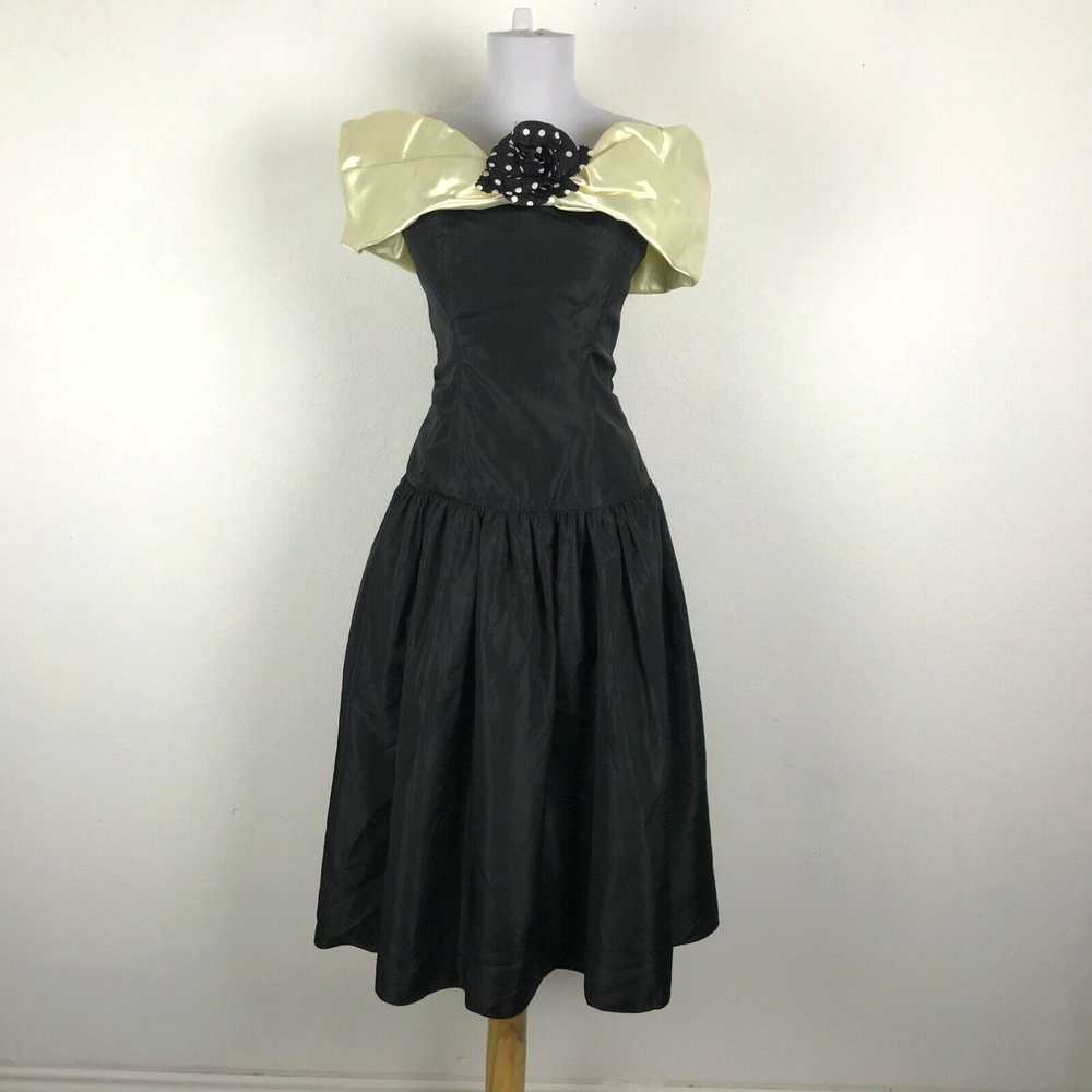 Vintage Vintage 1980s Prom Party Dress Size S Bla… - image 1