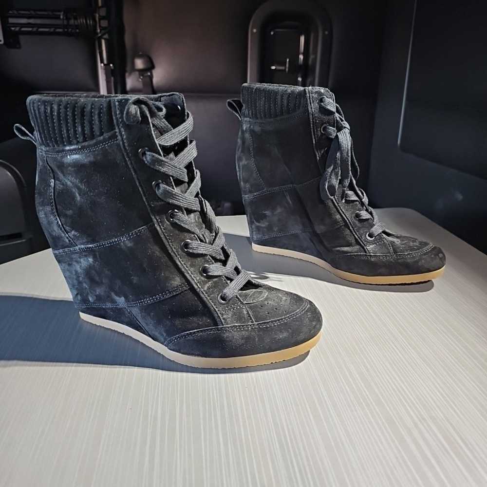 VERONICA BEARD Black Elissa Suede Wedge Sneakers … - image 4