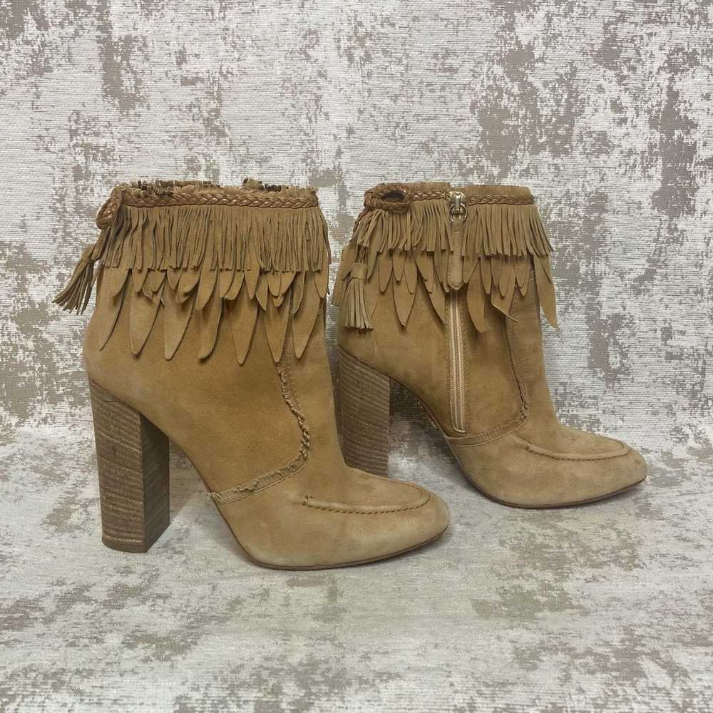 Aquazzura Suede Tiger Lily Heeled Booties in Capp… - image 2