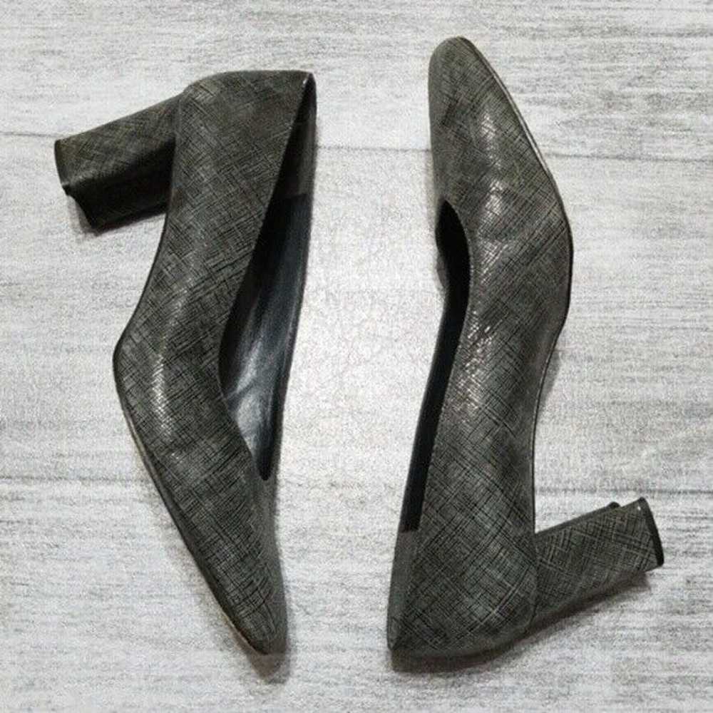 Stuart Weitzman Vintage Metallic Gray Square Toe … - image 3