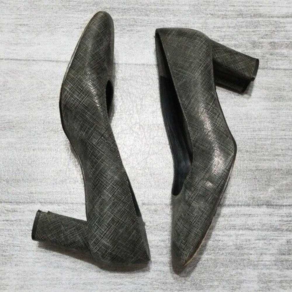 Stuart Weitzman Vintage Metallic Gray Square Toe … - image 4