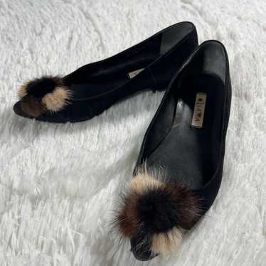 DIANA Flat Shoes with Fur, Black, 23cm - image 1