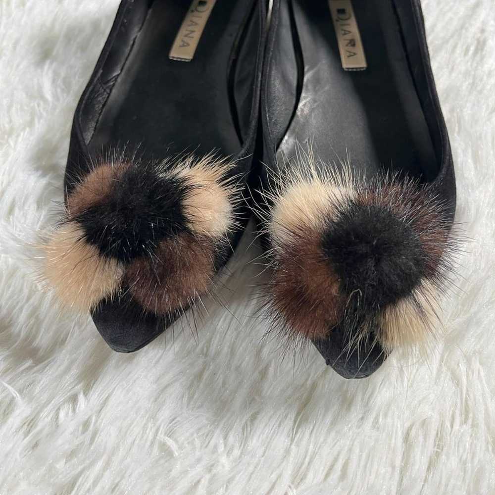 DIANA Flat Shoes with Fur, Black, 23cm - image 2