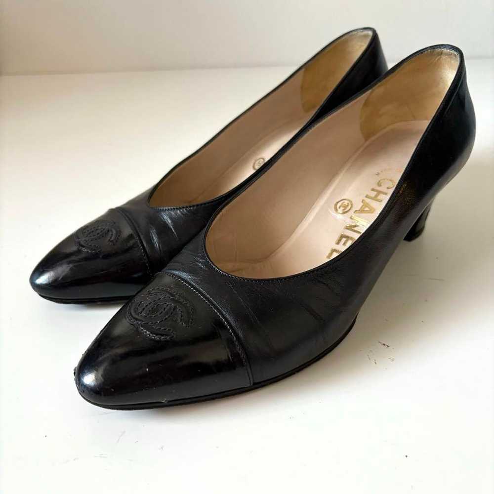 CHANEL Coco Mark Leather Pumps Size 36 1/2 Black - image 1