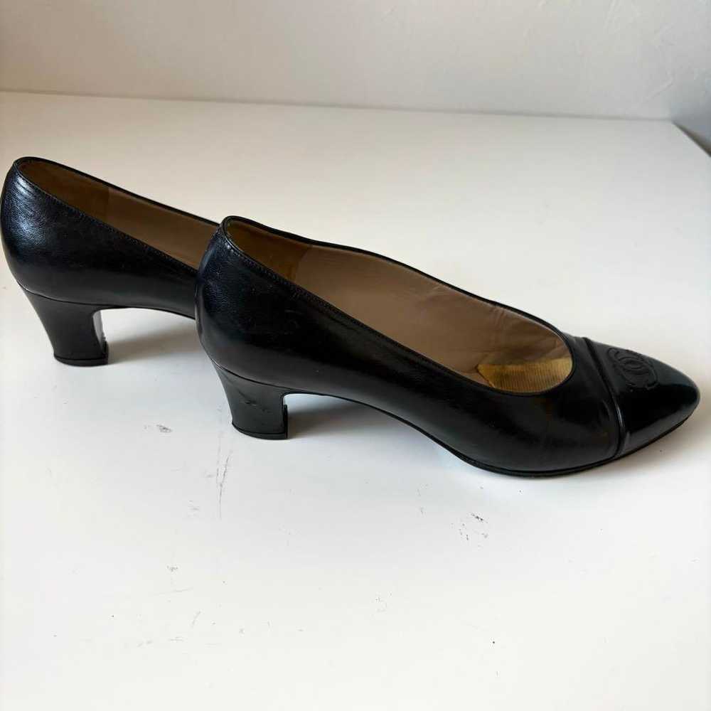 CHANEL Coco Mark Leather Pumps Size 36 1/2 Black - image 2