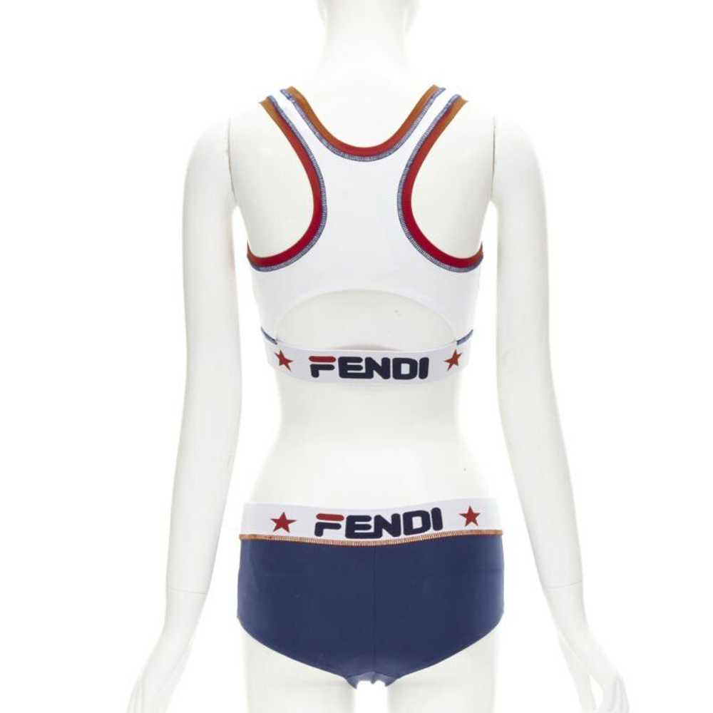 Fendi FENDI FILA Mania Zucca logo print white blu… - image 5