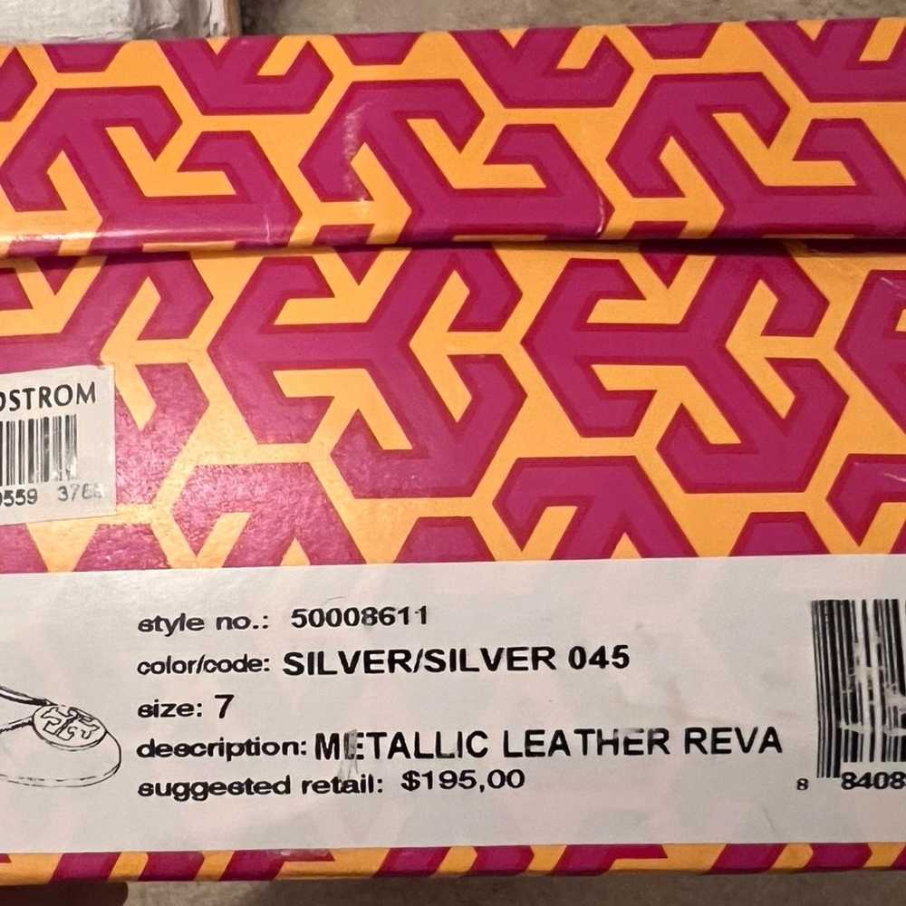 TORY BURCH silver REVA flats leather with silver … - image 3