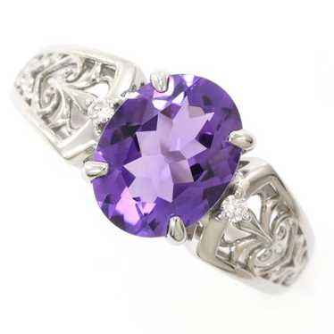 Other LuxUness K10 White Gold Amethyst Ring Metal… - image 1