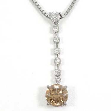 Other Other K18 White Gold Diamond Necklace Metal… - image 1