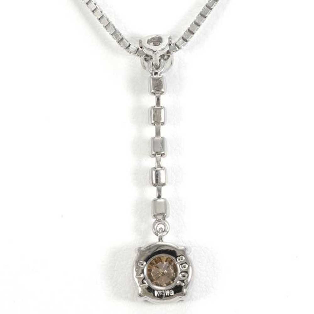 Other Other K18 White Gold Diamond Necklace Metal… - image 4