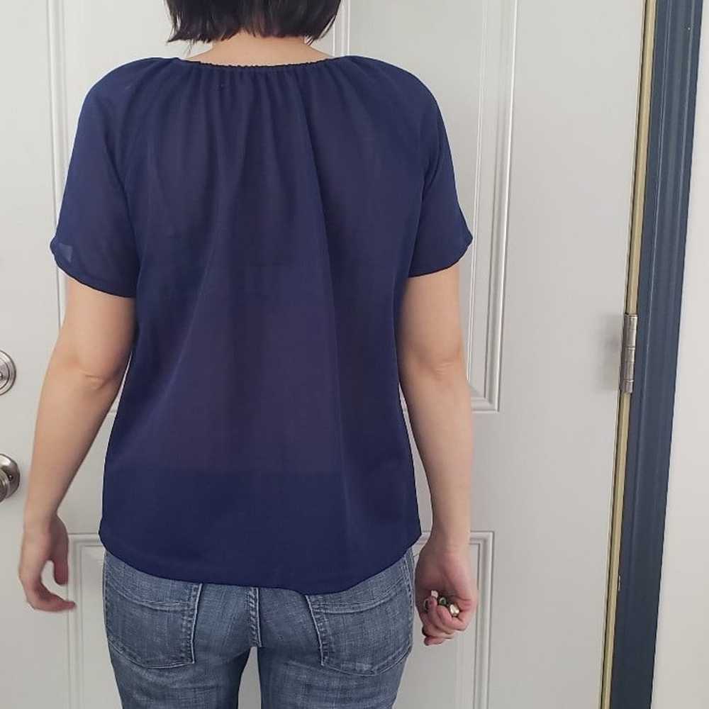 70s Sheer Navy Blue Top - image 3