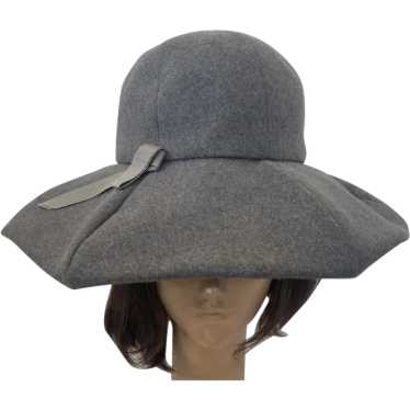 1970's William Silverman Gray Wool Felt Floppy Hat