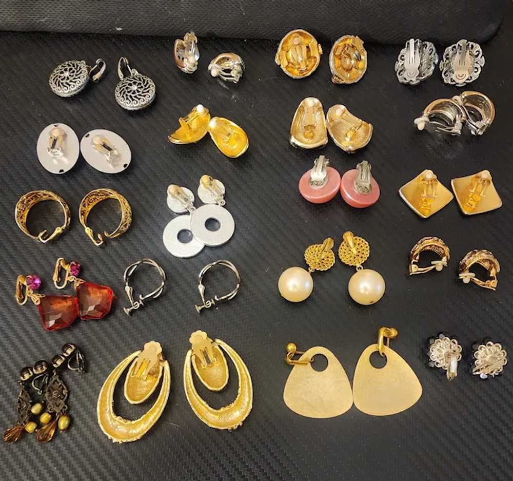 Clip Earrings Lot of 20 Vintage - image 2